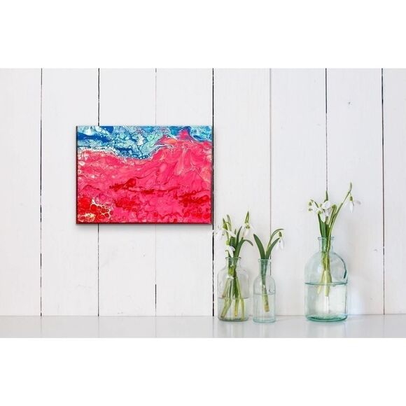 Other - Bright, Abstract Wall Art, Small Pour Painting, Fluid Art Painting